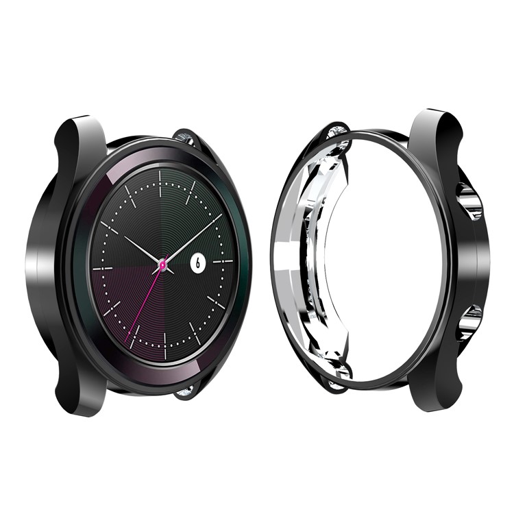 HAT PRINCE Plating TPU Watch Case for Huawei Watch GT Elegant 42mm with 0.2mm 9H 2.15D Tempered Glass Screen Film - Black-6