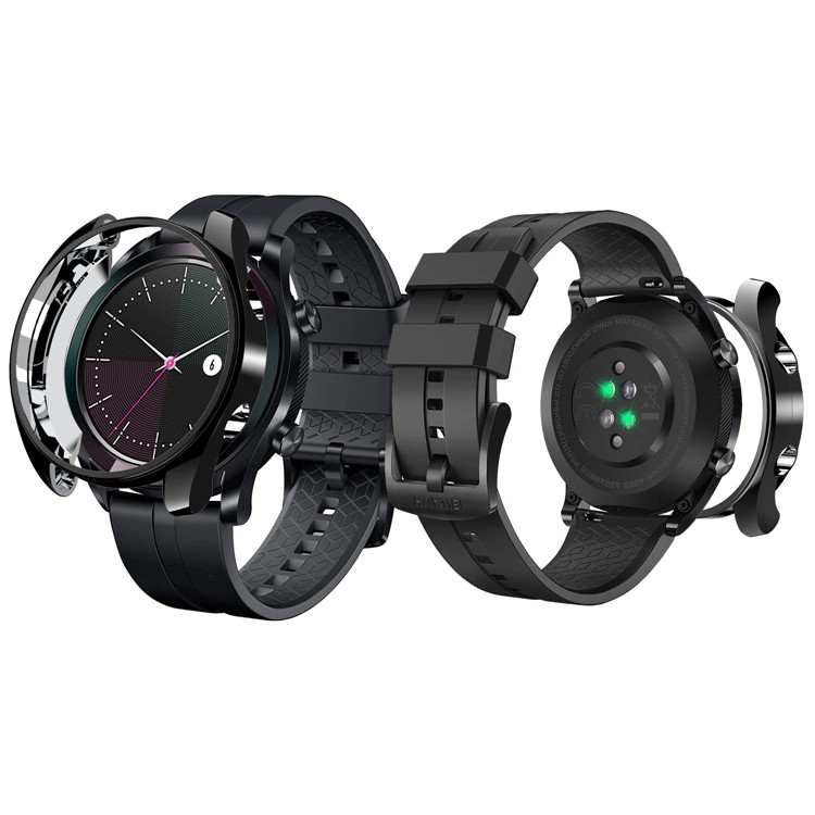 HAT PRINCE Plating TPU Watch Case for Huawei Watch GT Elegant 42mm with 0.2mm 9H 2.15D Tempered Glass Screen Film - Black-8