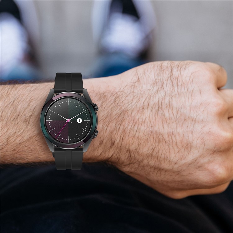 HAT PRINCE Plating TPU Watch Case for Huawei Watch GT Elegant 42mm with 0.2mm 9H 2.15D Tempered Glass Screen Film - Black-9