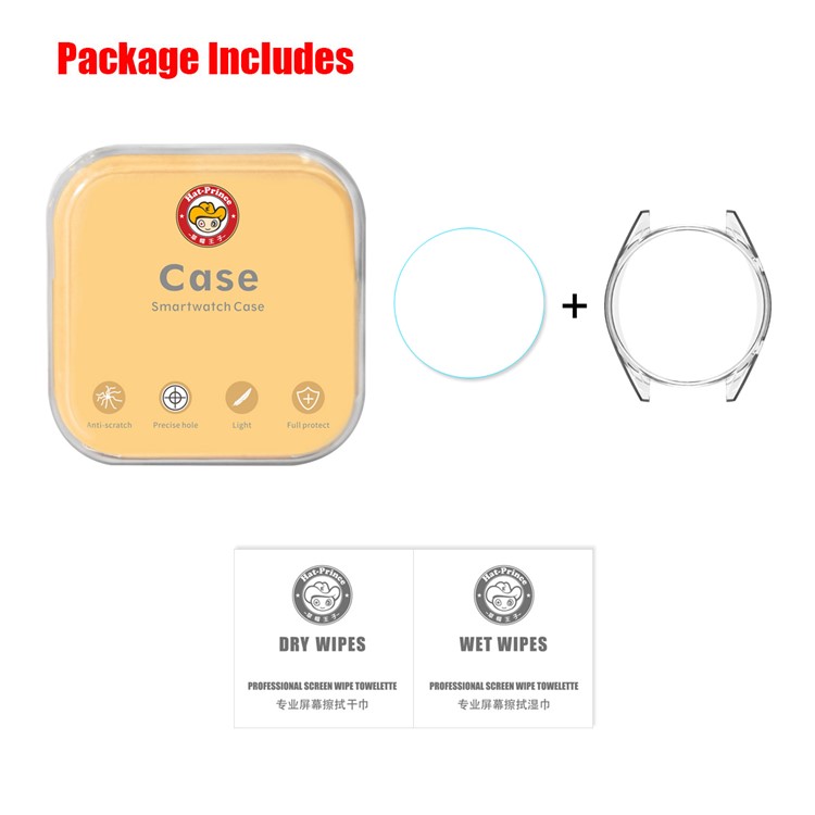 HAT PRINCE TPU Uhrgehäuse Für Huawei Beobachten GT Classic / Aktiv / Sport 46mm Mit 0.2mm 9H 2.15D Gehärtetem Glas Bildschirm Film - Gold-11