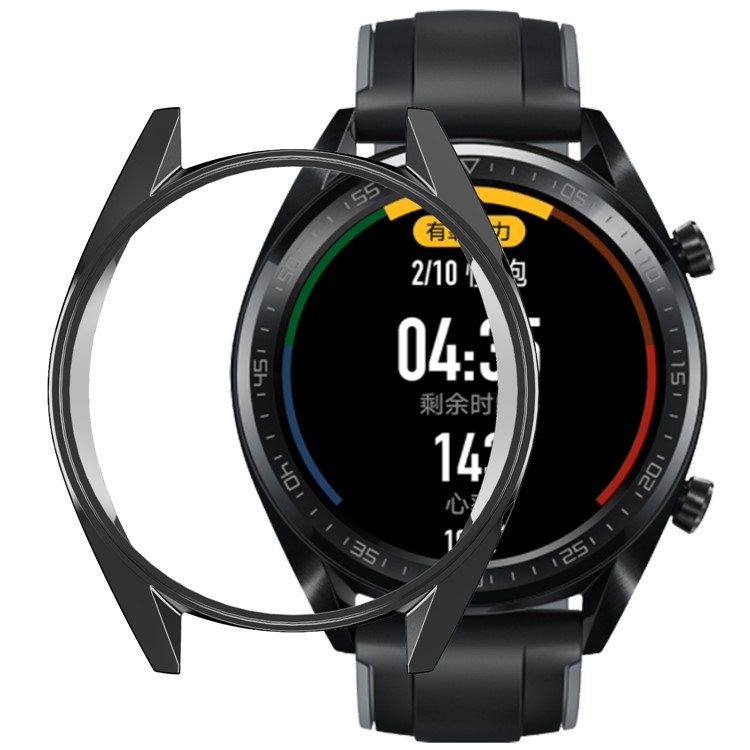 HAT PRINCE Plating TPU Watch Protective Cover for Huawei Watch GT Classic / GT Active / GT Sport 46mm with 0.2mm 9H 2.15D Tempered Glass Screen Guard - Black-2