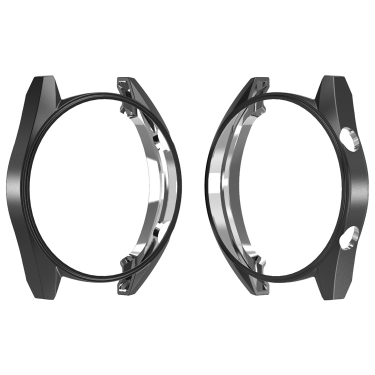 HAT PRINCE Plating TPU Watch Protective Cover for Huawei Watch GT Classic / GT Active / GT Sport 46mm with 0.2mm 9H 2.15D Tempered Glass Screen Guard - Black-5