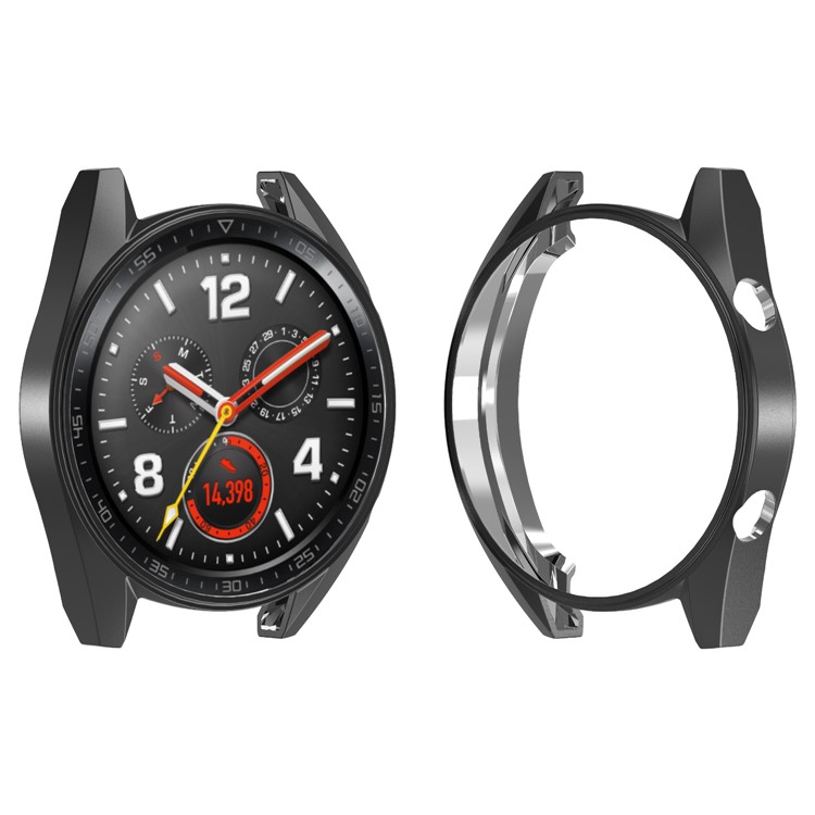 HAT PRINCE Plating TPU Watch Protective Cover for Huawei Watch GT Classic / GT Active / GT Sport 46mm with 0.2mm 9H 2.15D Tempered Glass Screen Guard - Black-6