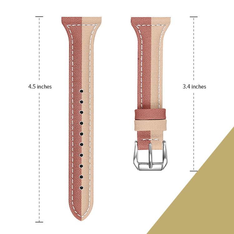 22mm Couleur De Contraste Universel Véritable Bracelet En Cuir Pour Regarder GT 2 Huawei 46mm / 47mm Amazfit RTG, Etc. - Abricot / Marron-2