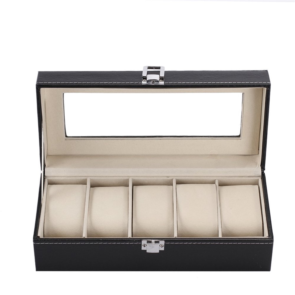 Watch Box Watch Display Case Storage Organizer Box 5-Grid Watch Box Case-5