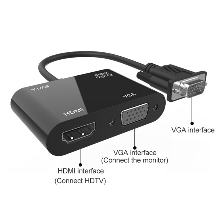 5138HV 1080P VGA to HDMI+VGA with Audio Converter-2