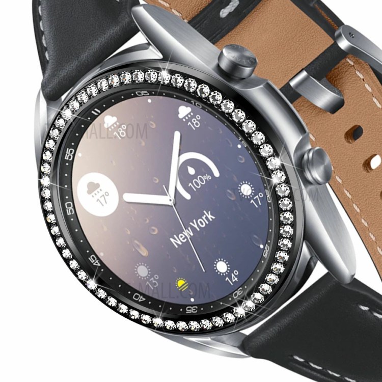 Diamond Decor Stainless Steel Metal Bezel for Samsung Galaxy Watch3 41mm - Black-2