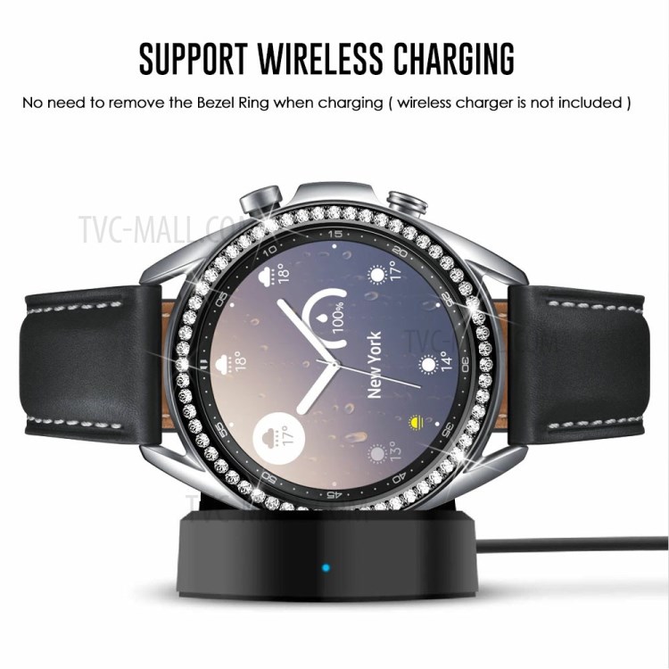 Diamond Decor Stainless Steel Metal Bezel for Samsung Galaxy Watch3 41mm - Black-3