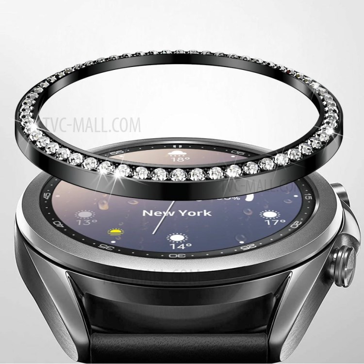 Diamond Decor Stainless Steel Metal Bezel for Samsung Galaxy Watch3 41mm - Black-4