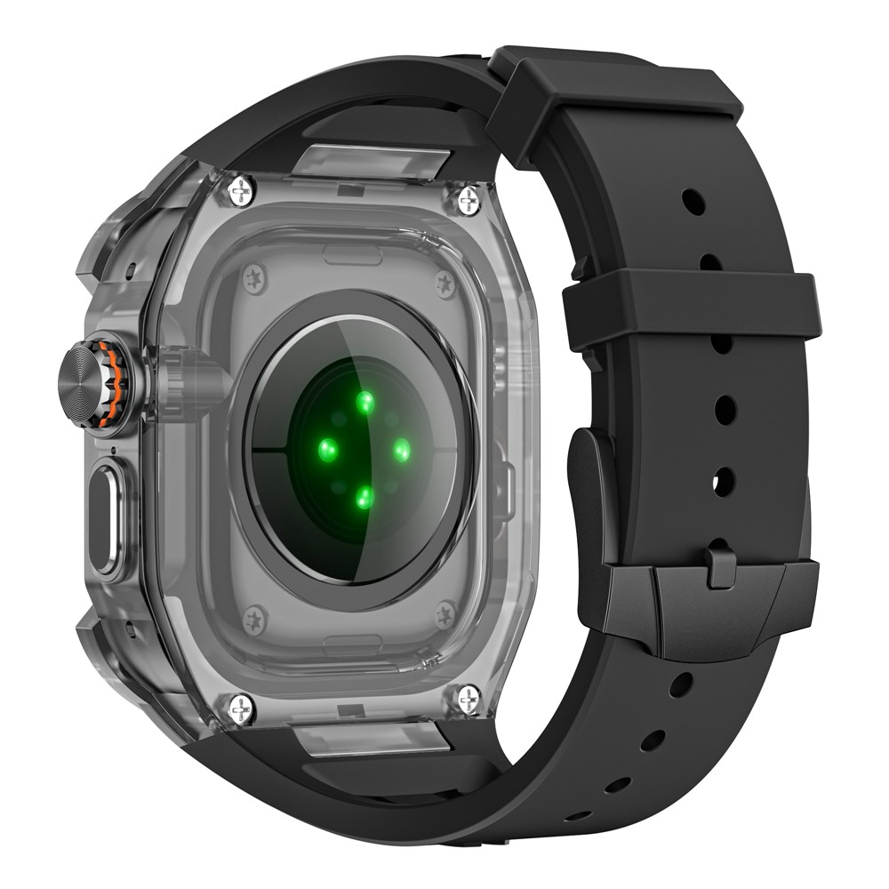 Silicone Strap for Apple Watch Ultra 49mm / Ultra 2 49mm / Ultra 3 49mm Rugged Watch Case with Band Sport Wristband - Black+Black