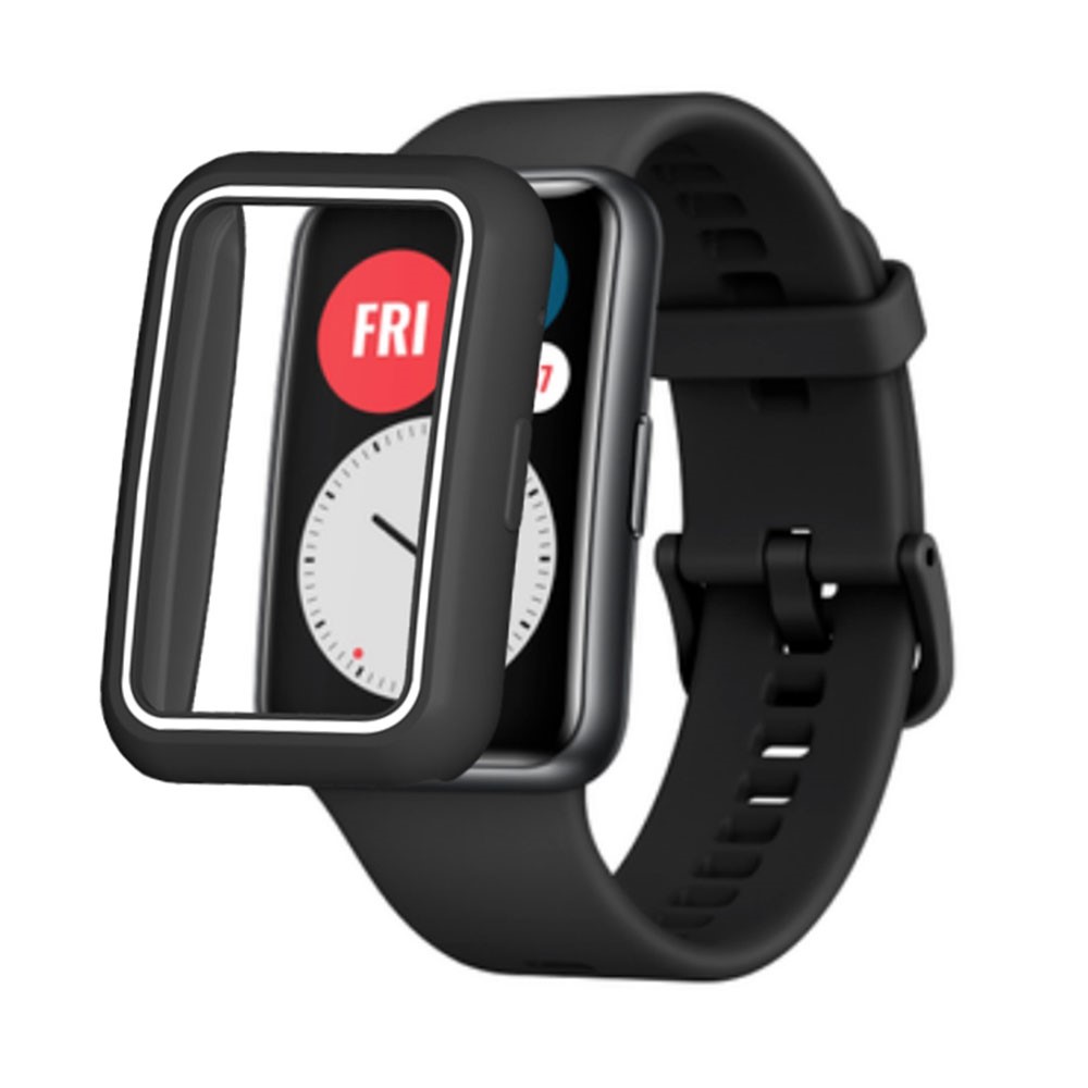 Two Color TPU Protective Frame Shell Case for Huawei Watch Fit Smart Watch - Black / White-1