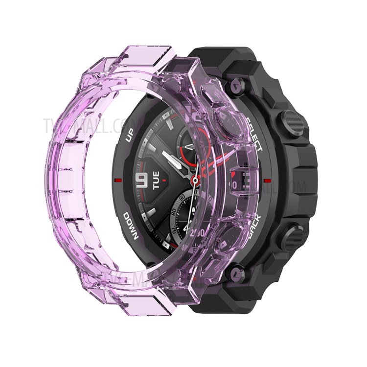 Transparent Soft TPU Smart Watch Protector Cover Cover Pour Huami Amazfit T-rex A1918 - Violet