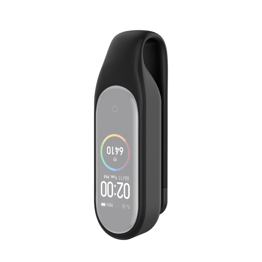 Steel Sheet Soft Silicone Clip Buckle Replacement Wristband Accessory for Xiaomi Mi Band 5/6 - Black-1