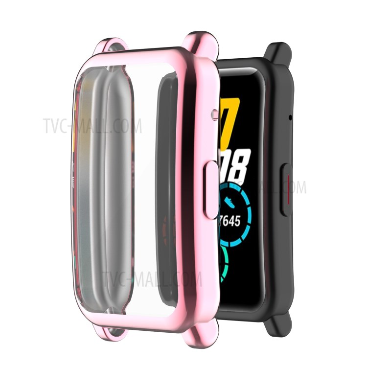 Full Coverage Electroplating Shockproof TPU Protective Case Frame Cover for Honor Watch ES/HES-B19 - Pink-1