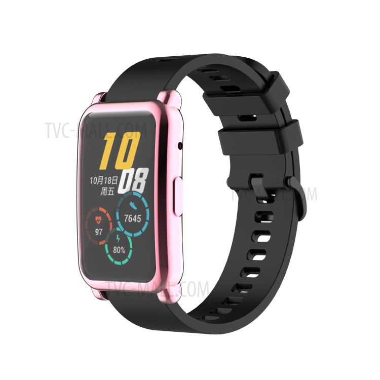 Full Coverage Electroplating Shockproof TPU Protective Case Frame Cover for Honor Watch ES/HES-B19 - Pink-2