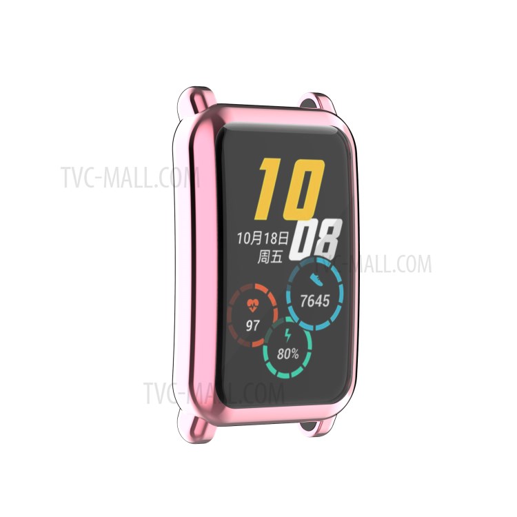 Full Coverage Electroplating Shockproof TPU Protective Case Frame Cover for Honor Watch ES/HES-B19 - Pink-3