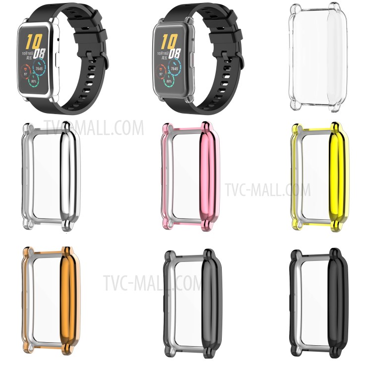 Full Coverage Electroplating Shockproof TPU Protective Case Frame Cover for Honor Watch ES/HES-B19 - Pink-7