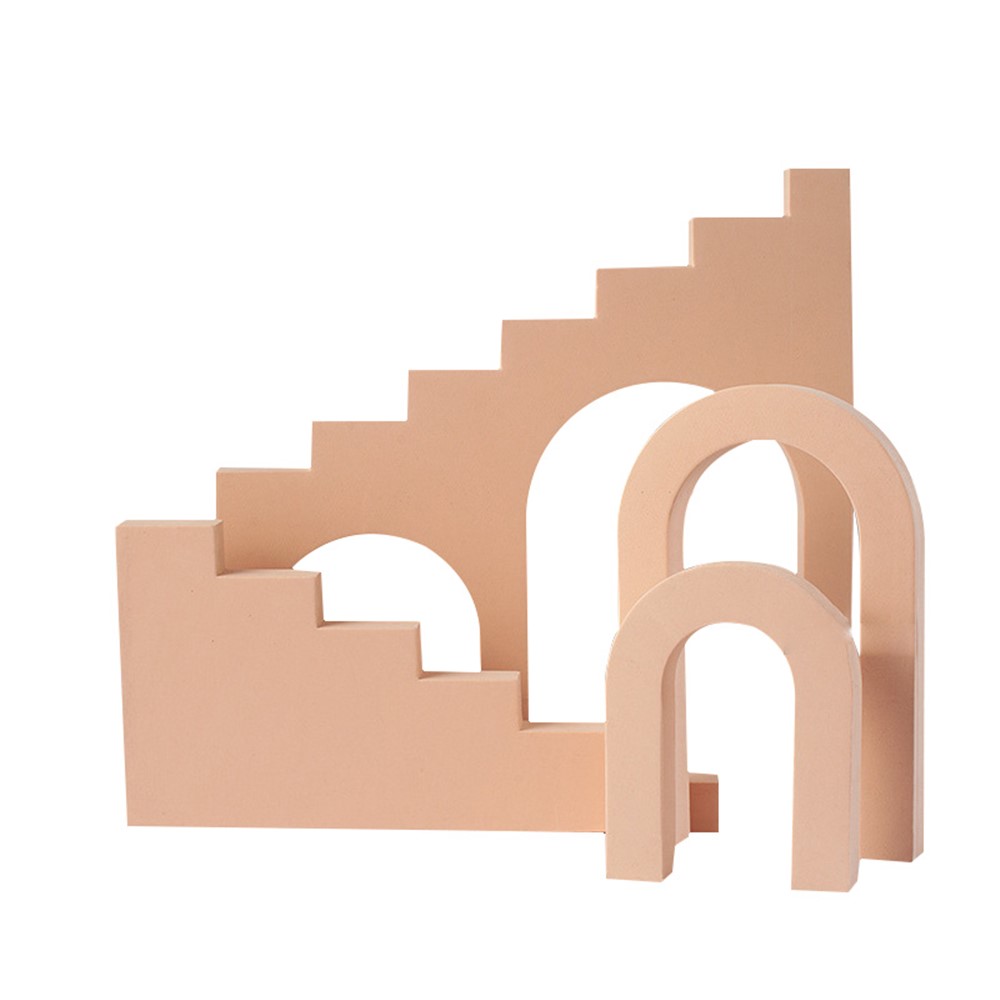 4Pcs/Set Ladder & Arch Table Ornament Jewelry Cosmetics Shooting Background Geometric Photography Prop - Nude-1
