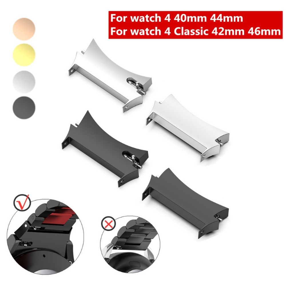 1 Pair 20mm Watch Strap Connector Replacement Stainless Steel Adapter for Samsung Galaxy Watch4 44mm 40mm / Galaxy Watch4 Classic 46mm 42mm - Black-4