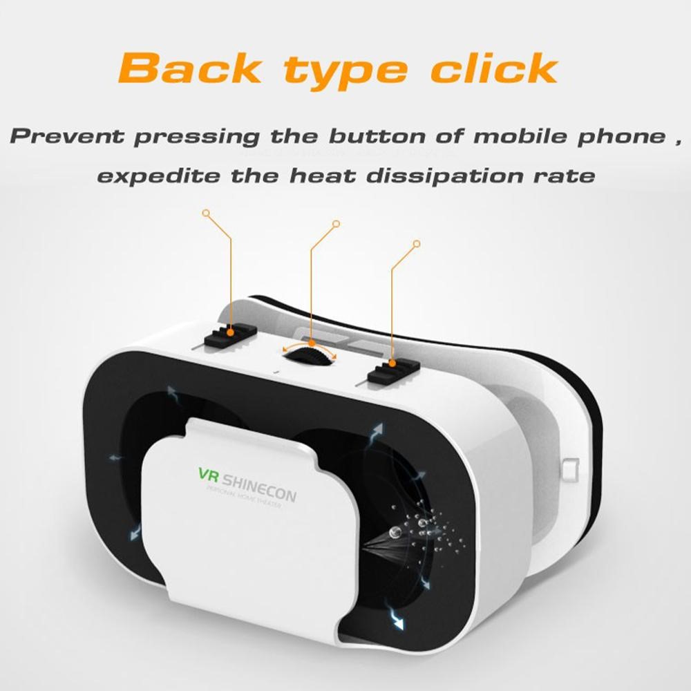 G05A Universal Virtual Reality Glasses VR Headset Portable VR Goggles for 3D Games HD Movies Compatible with 4.7"-6.5'' Mobile Phones (R1 Mini Handle Version)-2