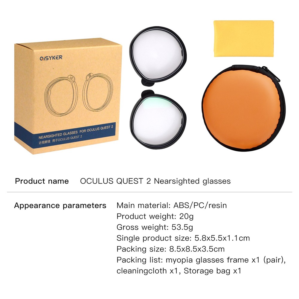 QISYKER 1 Pair VR Glasses Eye Protection Myopia Lens for Oculus Quest 2, 300-800 Degrees Myopia/50-200 Degrees Astigmatism/1.6 Lens-15