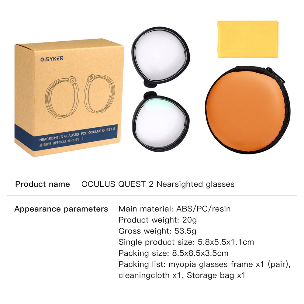 Qisyker 1 Par de Lentes de Miopia de Óculos de Mísero Curto Para o Oculus Quest 2, Anti Blue Light/0-500 Graus Miopia/50-200 Graus Astigmatism/1,56 Lente-15