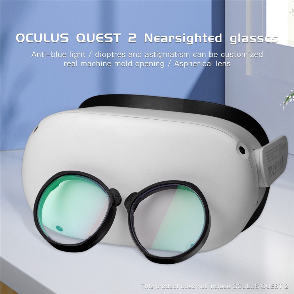 Qisyker 1 Par Lente de Miopía de Ojo Corto Con Miopía Para Oculus Quest 2, Luz Anti Azul/0-500 Miopía/50-200 Grados Astigmatismo/lente 1.56