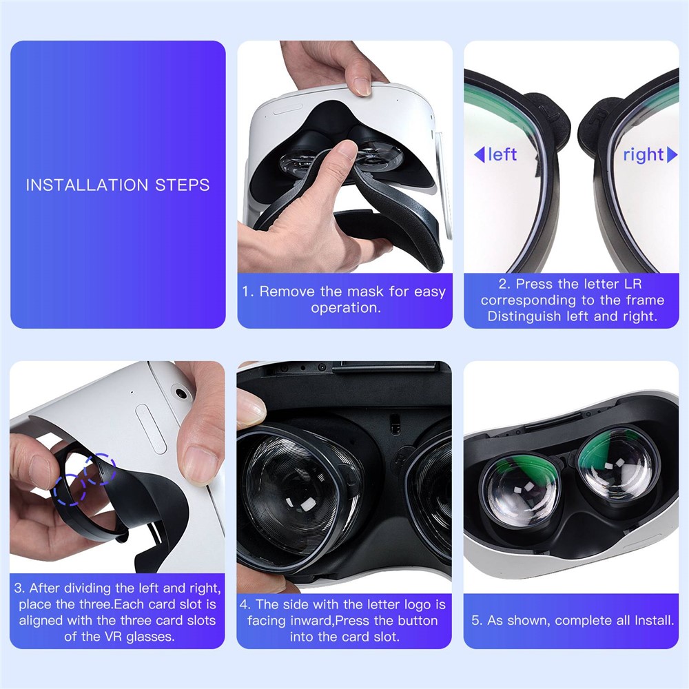 Qisyker 1 Paar Kurzsichtige Brille Myopie-objektiv Für Oculus Quest 2, Antiblau-licht/0-500 Grad Myopie/50-200 Grad Astigmatismus/1,56 Objektiv