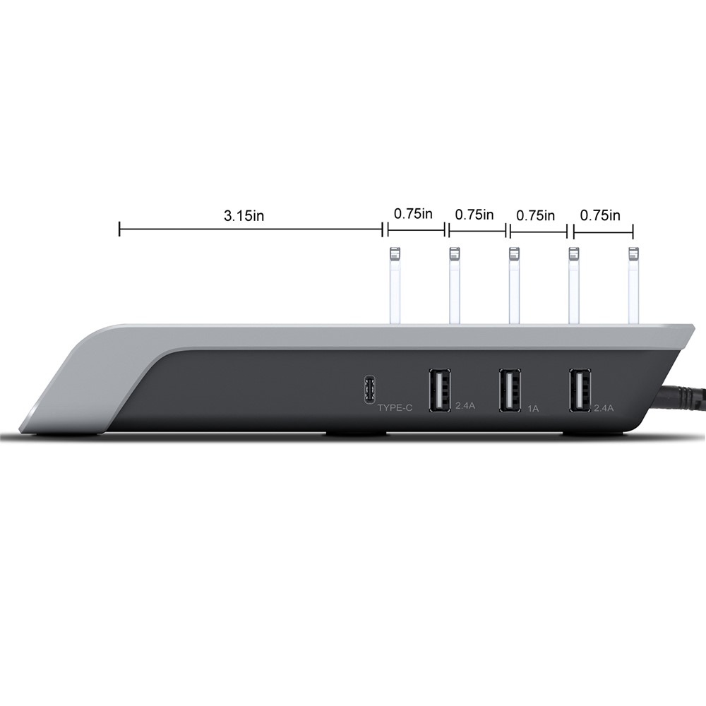 YD09 Multiple Charger Dock Organizer Stand 4 USB Ports Desktop Charging Station QI Wireless Charging Pad-3