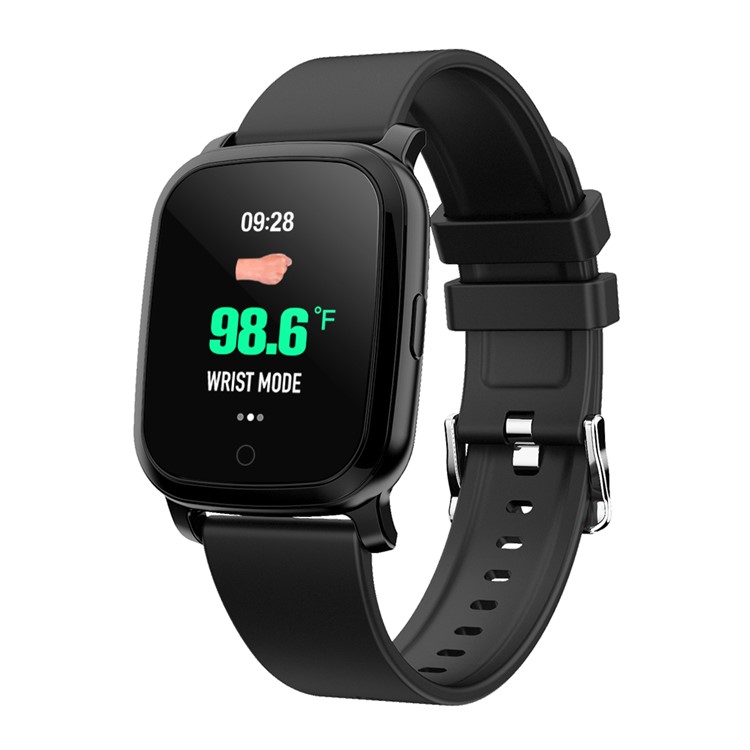 CV06 iR Body Temperature Detection Heart Rate Sleep Monitor Smart Watch IP67 Waterproof Sports Wristband, Silicone Strap - Black