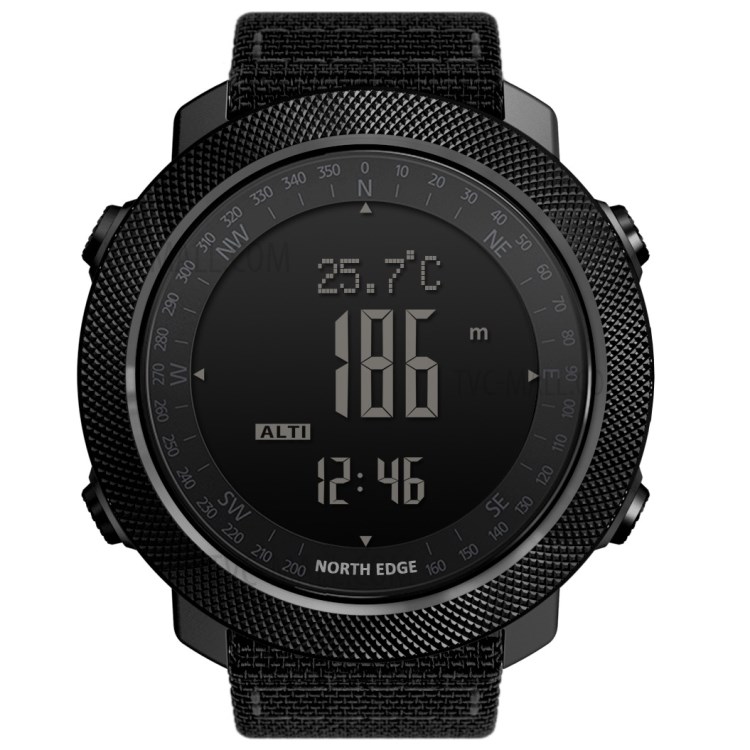 NORTH EDGE APACHE All Metal Outdoor Sports Smart Watch 50m Waterproof EL Backlight - Black-1