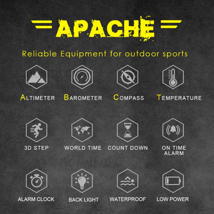 NORTH EDGE APACHE All Metal Outdoor Sports Smart Watch 50m Waterproof EL Backlight - Black-5