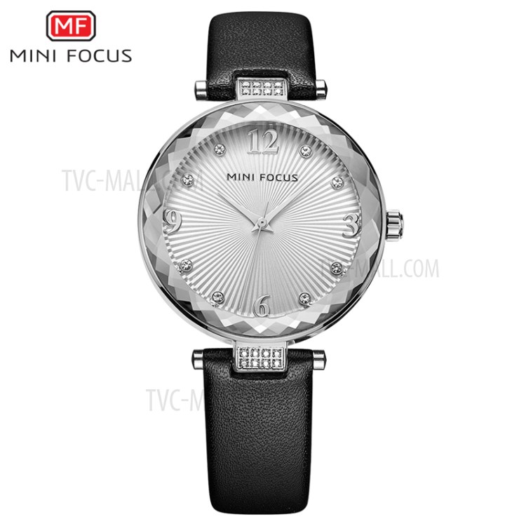 MINI FOCUS Top Brand Luxury Women Watches Quartz Clock Rhinestone Dial Wrist Watch - Black-4