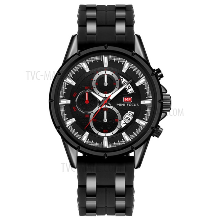 MINI FOCUS Fashion Sports Men Quartz Watch Military Wristwatches Multifunction Waterproof Clock - Black/Grey