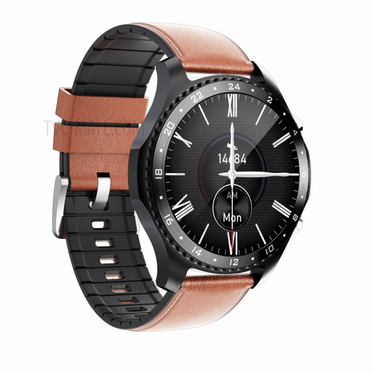 CAVO CK30 1.28-inch Smart Watch Fitness Tracker Body Temperature Leather Band - Brown-3
