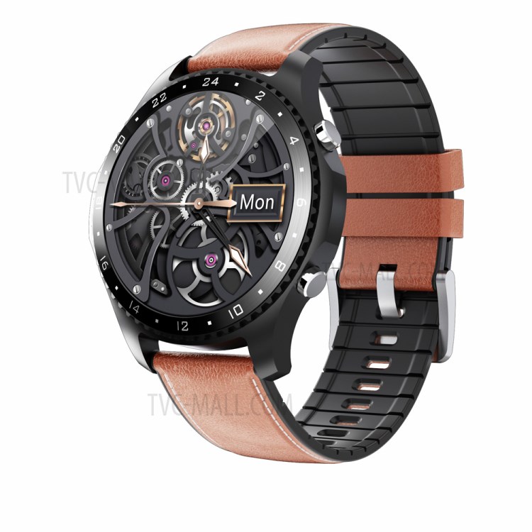CAVO CK30 1.28-inch Smart Watch Fitness Tracker Body Temperature Leather Band - Brown-5