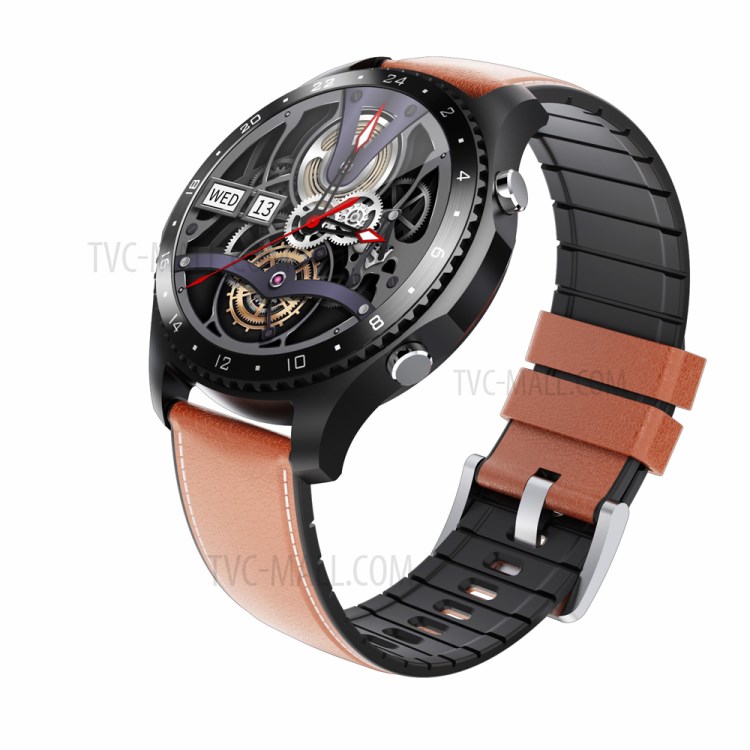CAVO CK30 1.28-inch Smart Watch Fitness Tracker Body Temperature Leather Band - Brown-6