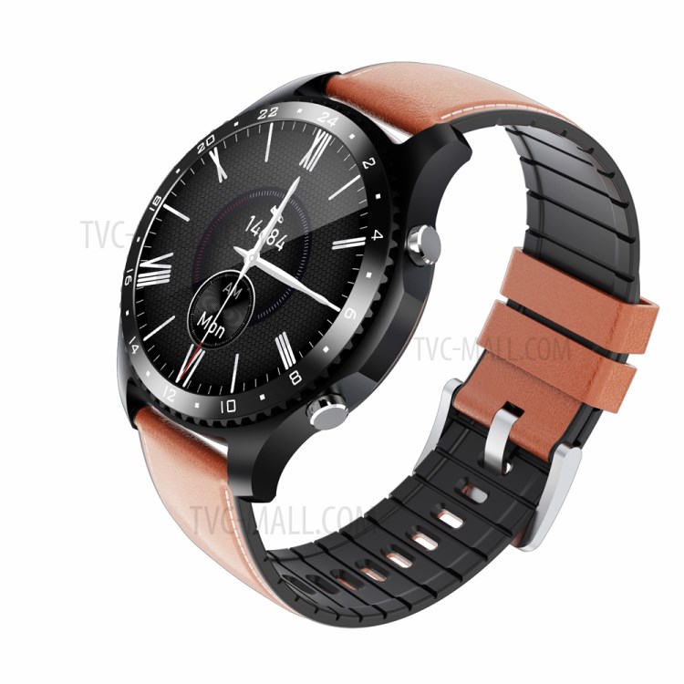 CAVO CK30 1.28-inch Smart Watch Fitness Tracker Body Temperature Leather Band - Brown-7