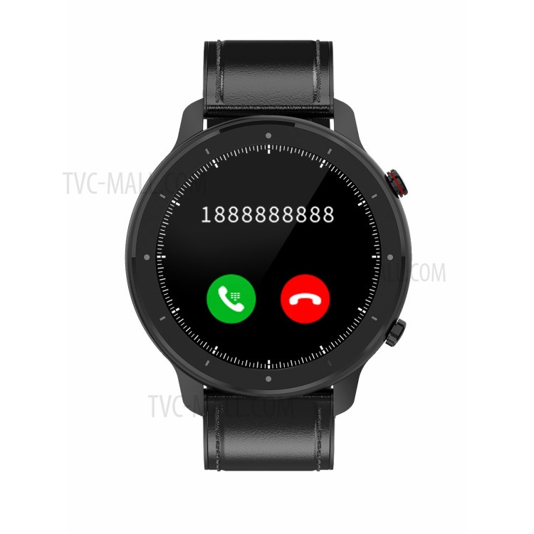 T30 Touch Screen Silicone + Leather Band Smart Watch with Music Control Heart Rate Blood Pressure Sleep Monitor Fitness Tracker - Black-4