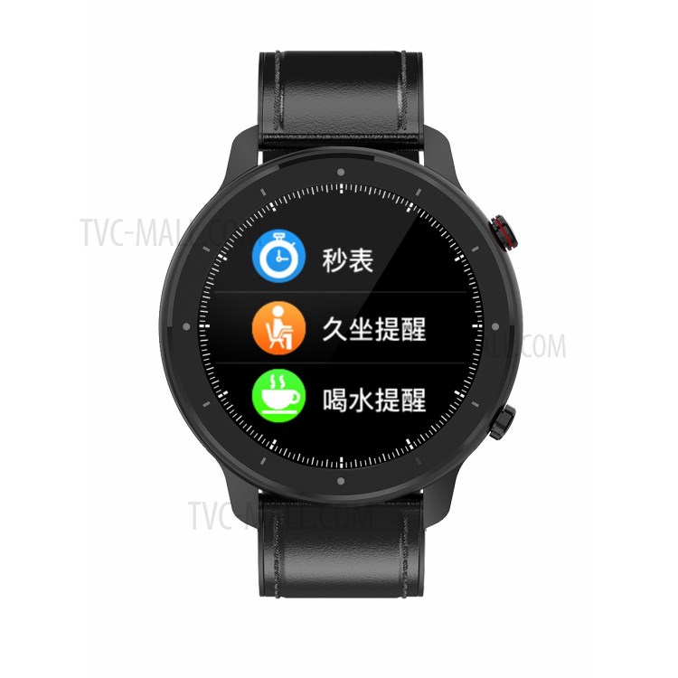 T30 Touch Screen Silicone + Leather Band Smart Watch with Music Control Heart Rate Blood Pressure Sleep Monitor Fitness Tracker - Black-5
