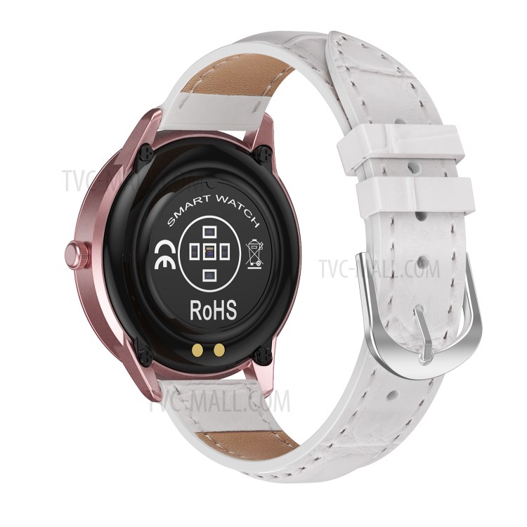 HDT7 Color Screen Fitness Tracker Female Physiological Reminder Smart Watch Leather Band - Rose Gold-4