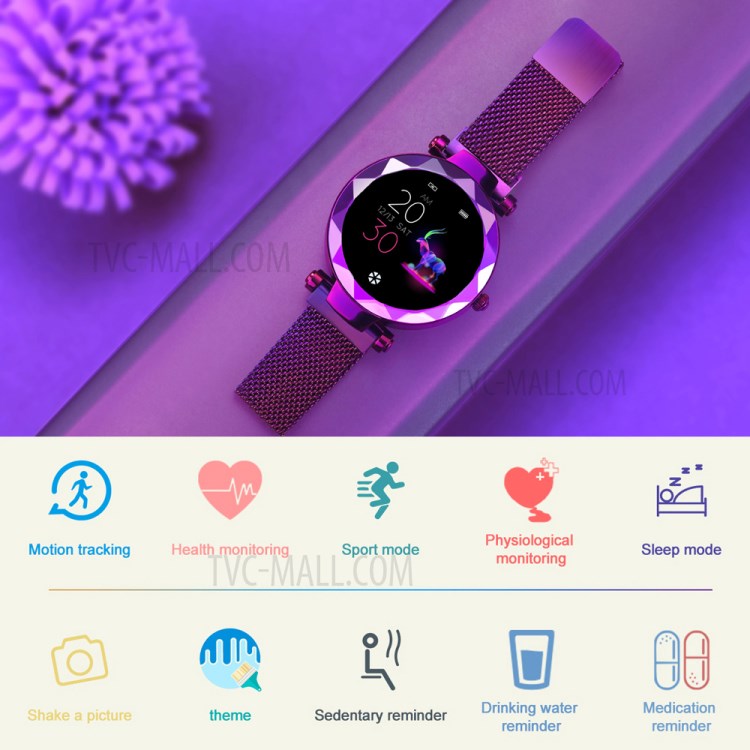 HI18 1.04-Inch Smart Watch Step Counter Blood Pressure Female Menstrual Cycle Heart Rate Waterproof Women Smart Bracelet - Purple-3