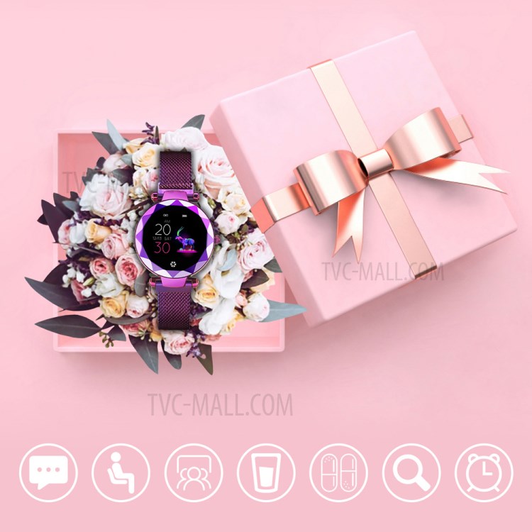 HI18 1.04-Inch Smart Watch Step Counter Blood Pressure Female Menstrual Cycle Heart Rate Waterproof Women Smart Bracelet - Purple-7