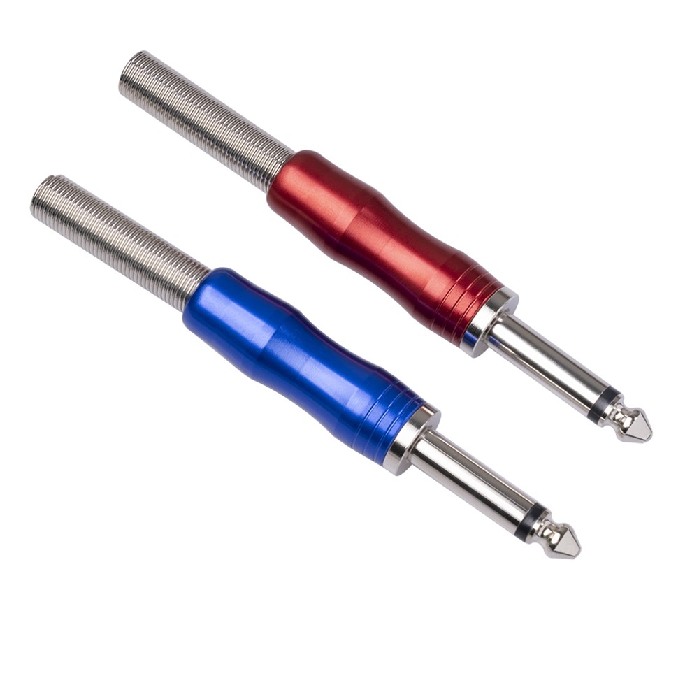 BLS01 6.35mm Mono Jack Plug Audio Connector Solder Cable DIY Audio Adapter for Guitar Microphone - Red-3