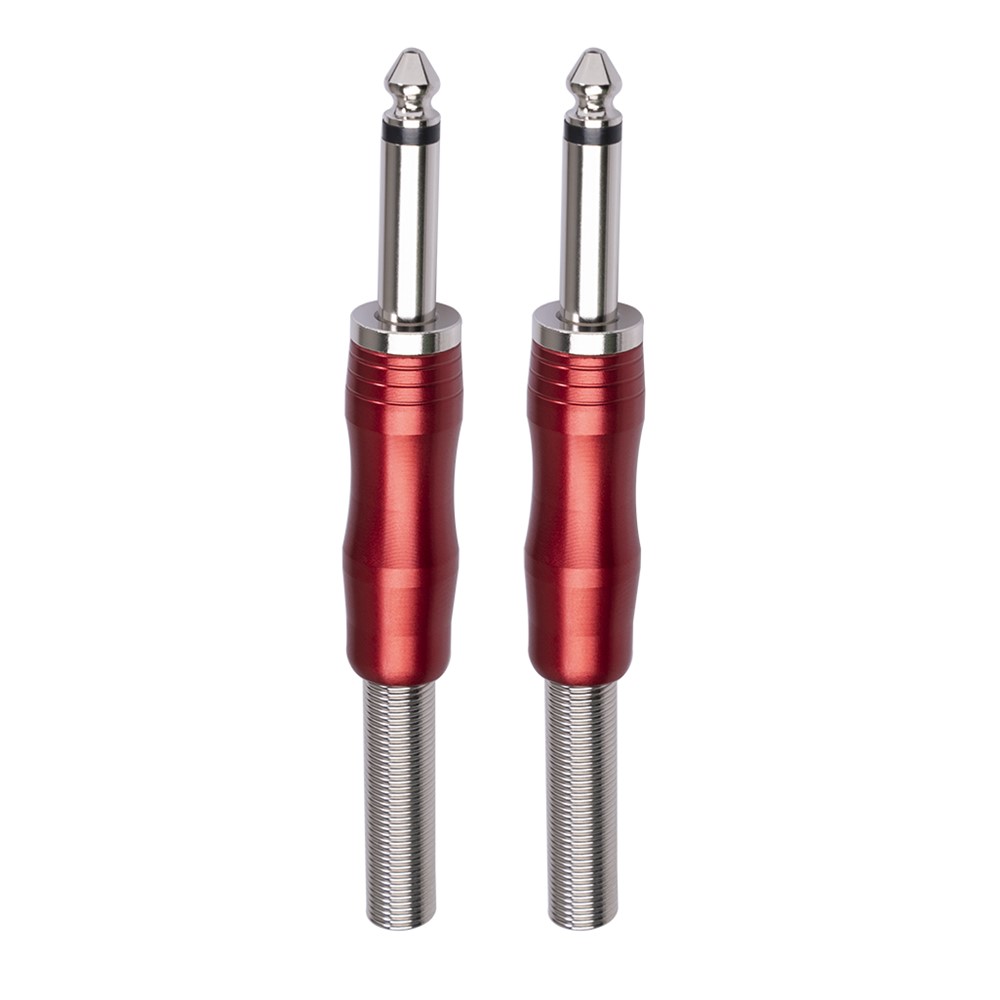 BLS01 6.35mm Mono Jack Plug Audio Connector Solder Cable DIY Audio Adapter for Guitar Microphone - Red-5