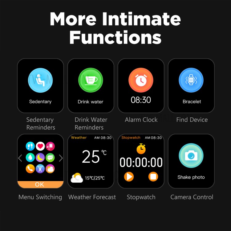 ZEBLAZE GTS 2 1.69 inch Full Touch Screen Smart Watch IP67 Waterproof Heart Rate Monitoring Bluetooth Call Smartwatch - Black-6
