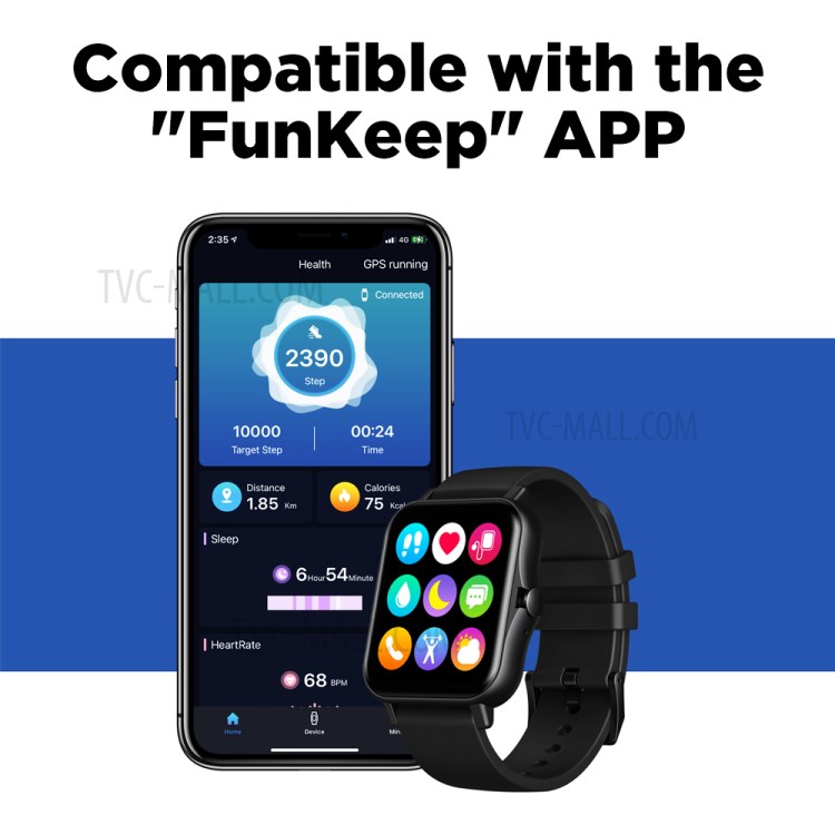 ZEBLAZE GTS 2 1.69 inch Full Touch Screen Smart Watch IP67 Waterproof Heart Rate Monitoring Bluetooth Call Smartwatch - Black-7