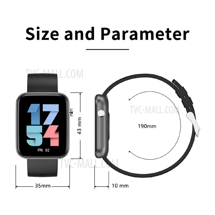 Z15C 1.69 Inch Screen IP67 Waterproof Smart Watch Fitness Watch with Tracker/Heart Rate/Blood Pressure/Sleep Monitor - Black-6