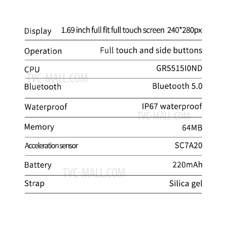 Z15C 1.69 Inch Screen IP67 Waterproof Smart Watch Fitness Watch with Tracker/Heart Rate/Blood Pressure/Sleep Monitor - Black-7