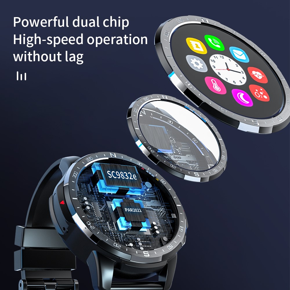 LOKMAT APPLLP 7 Multifunctional Photography Smart Watch TPU Strap Sports Watch with Heart Rate Sleep Monitoring Support SIM Card/WiFi 4 + 128G - Black-4